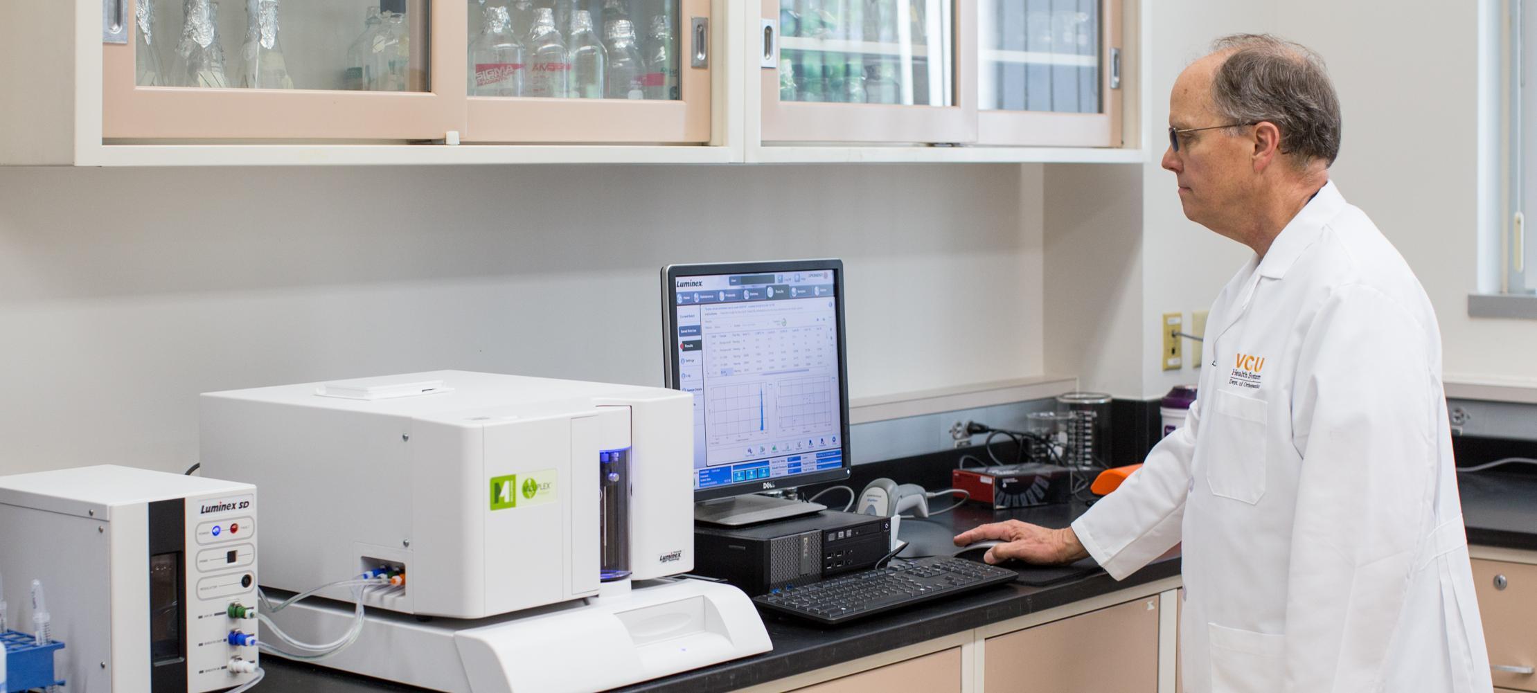 Researcher working at computer 